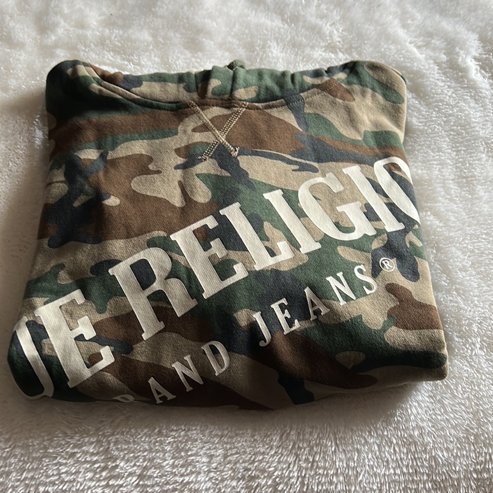 True Religion Camp Logo Crop Hoodie